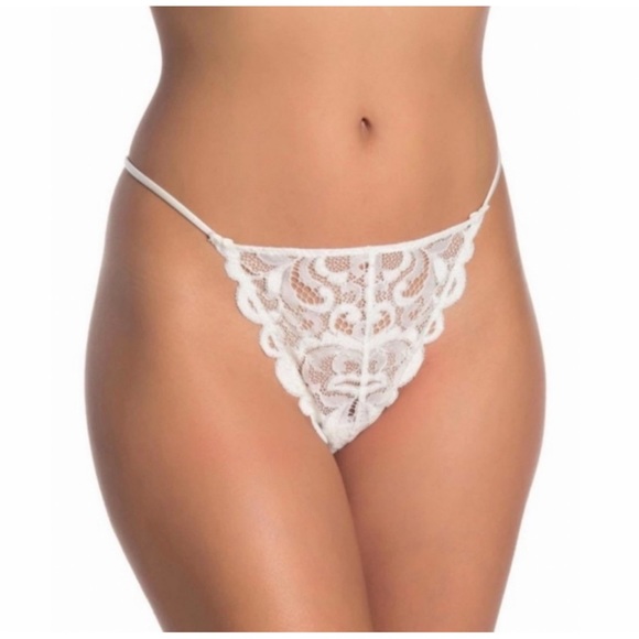 Free People Reese High Waisted Tanga Panty in Ivory NWT Sz L - Picture 2 of 10
